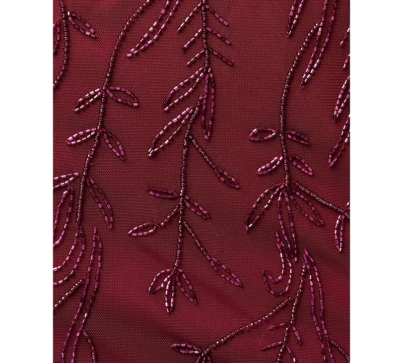 Adrianna Papell Women's V-Neck Bead Mesh Dress