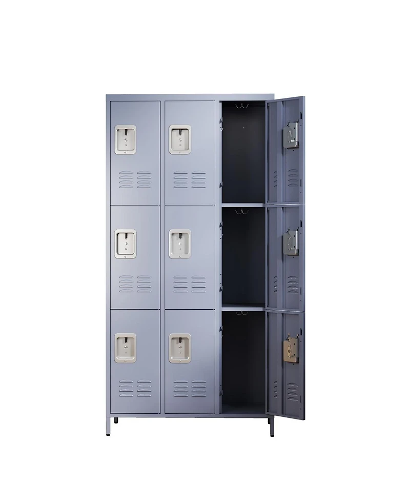 Streamdale Furniture 9-Door 72"H Metal Storage Locker Cabinet for Office, School, and Gym