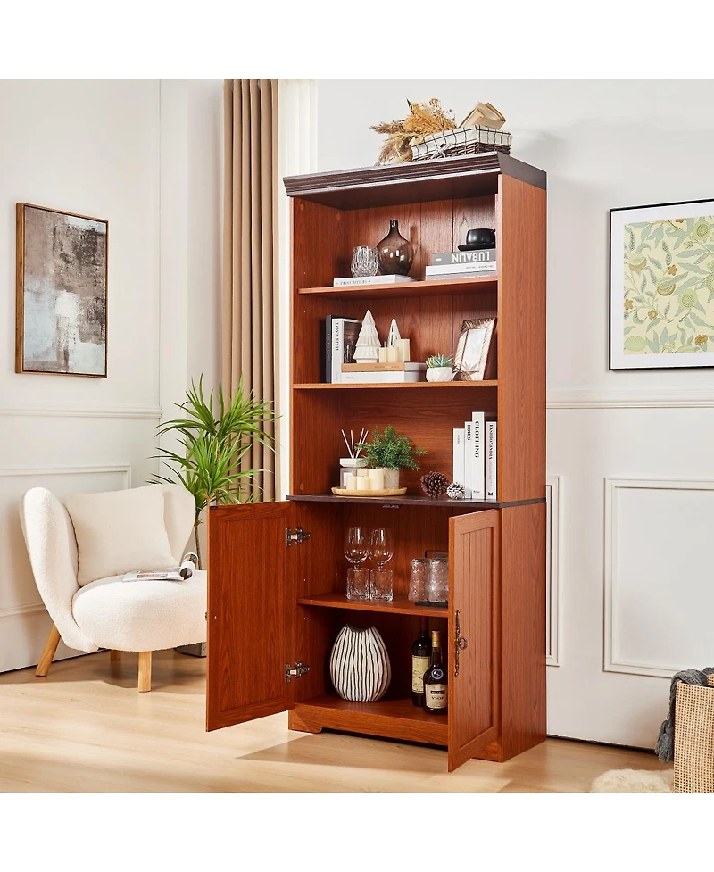 Streamdale Furniture 70.86" Tall 5-Tier Storage Cabinet with Adjustable Shelves and Barn Doors