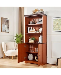 Streamdale Furniture 70.86" Tall 5-Tier Storage Cabinet with Adjustable Shelves and Barn Doors