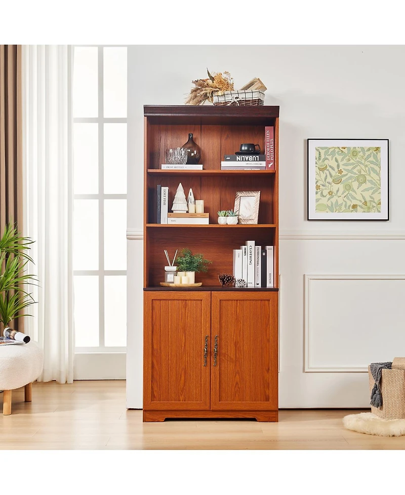 Streamdale Furniture 70.86" Tall 5-Tier Storage Cabinet with Adjustable Shelves and Barn Doors