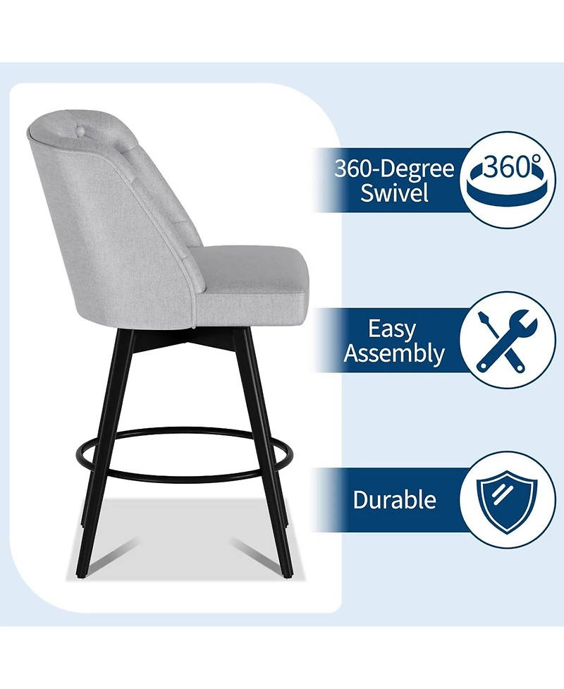 gaomon Set of 4 Upholstered Swivel Counter Stools with Backrest
