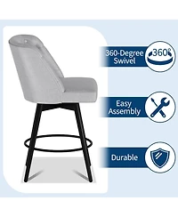 gaomon Set of 4 Upholstered Swivel Counter Stools with Backrest