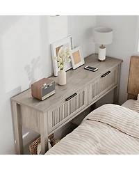 gaomon Entryway Table with 2 Drawers, Farmhouse 43 Inch Wood Fluted Console Table with Shelf, 2 Tier Sofa Table with Storage for Living Room
