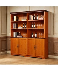 Streamdale Furniture 2-Piece Tall Storage Bookcase with Adjustable Shelves and Cabinet