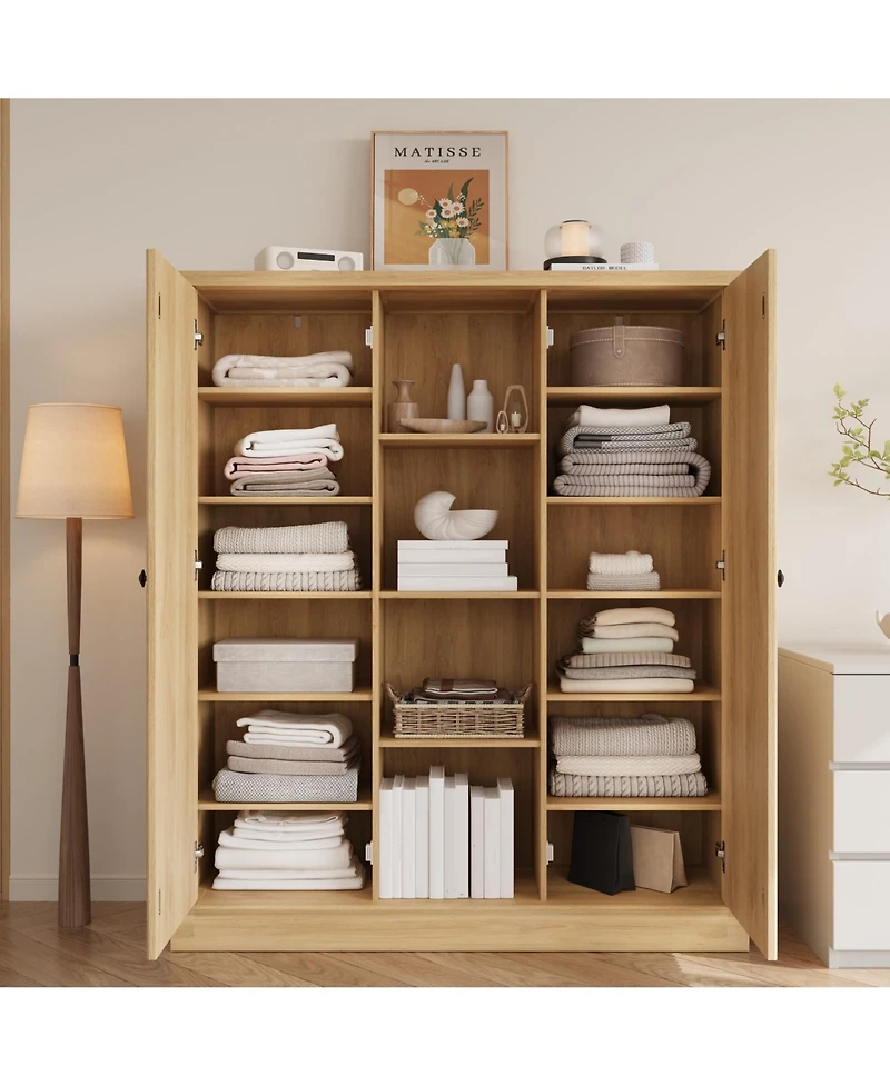 gaomon Tall Shoe Cabinet with Doors, 6-Tier Narrow Wooden Organizer