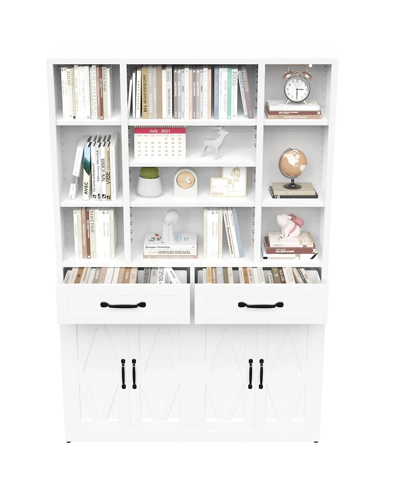 Streamdale Furniture 71" Tall Industrial Storage Bookcase with Doors, Drawers and Adjustable Shelves