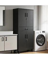 Streamdale Furniture 71" Metal Storage Cabinet with Drawer, Locking Doors, Shelves and Pegboard