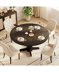 gaomon Round Dining Table for 4-6, Farmhouse Style with Pedestal Base for Living or Dining Room