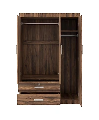 Streamdale Furniture 3-Door Storage Armoire with 2 Drawers and 2 Hanging Rods