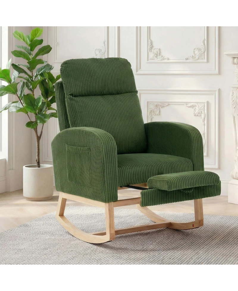 gaomon Soft Suede Upholstered Lounge Chair for Restaurant Seating Adjustable Footrest, High Backrest, Side Pockets