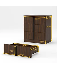 Streamdale Furniture Vintage 3-Drawer Vertical Stripe Nightstand