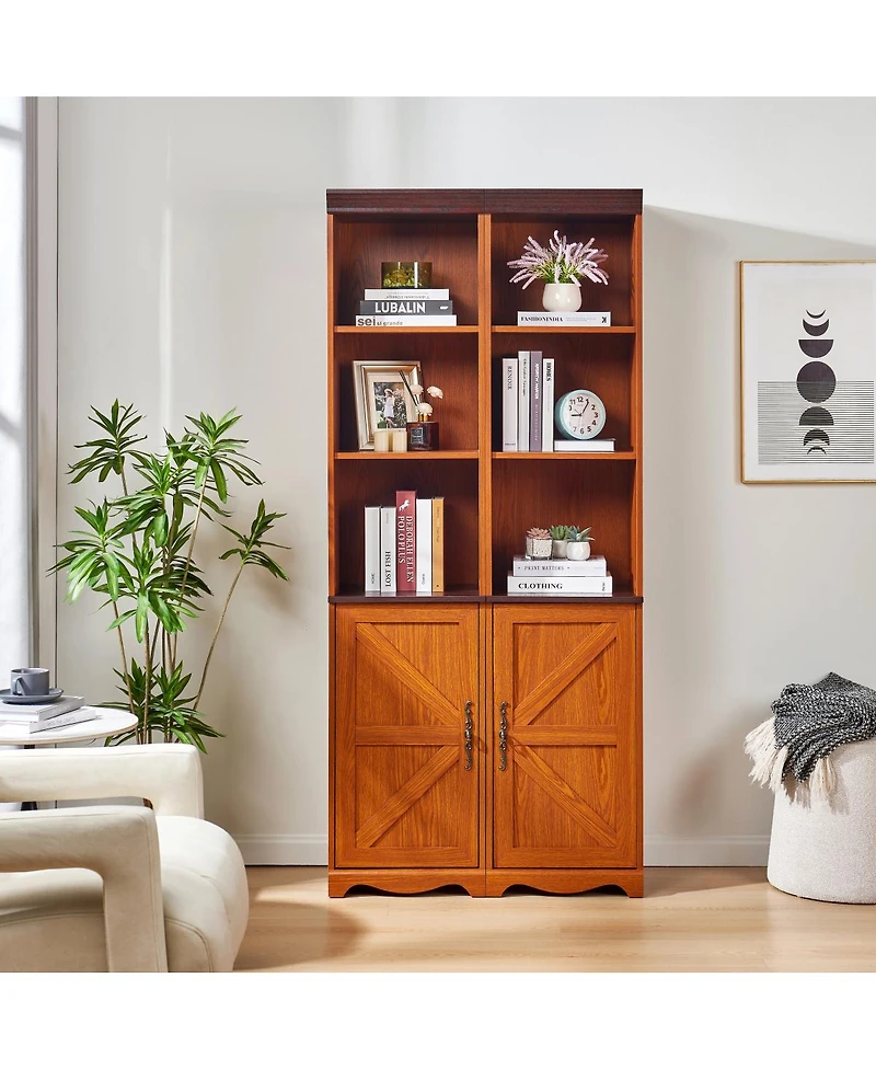 Streamdale Furniture Farmhouse Tall Storage Cabinet with Adjustable Shelves and Barn Door