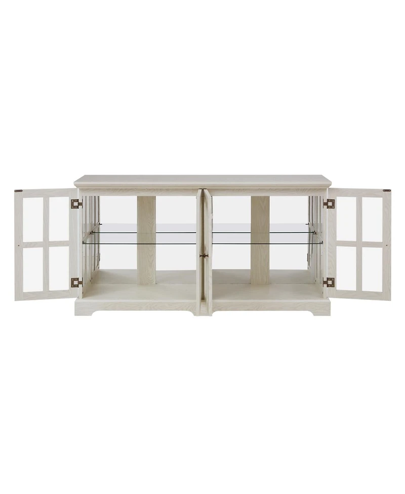 Streamdale Furniture 4-Door Antique Led Curio Display Cabinet with Adjustable Glass Shelves