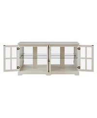 Streamdale Furniture 4-Door Antique Led Curio Display Cabinet with Adjustable Glass Shelves