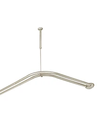 Utopia Alley Aluminum Double L Shaped Shower Rod 72" L, with Hooks and Ceiling Support