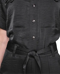 Dkny Women's Collared Short-Sleeve Button-Front Jumpsuit