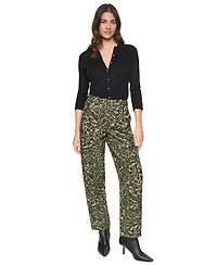 Dkny Women's Printed Sanded Twill Barrel-Leg Pants