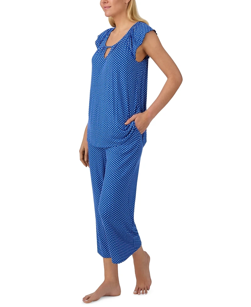 Ellen Tracy Women's Scoop Neck Top & Cropped Pajama Pants, 2-Piece Set