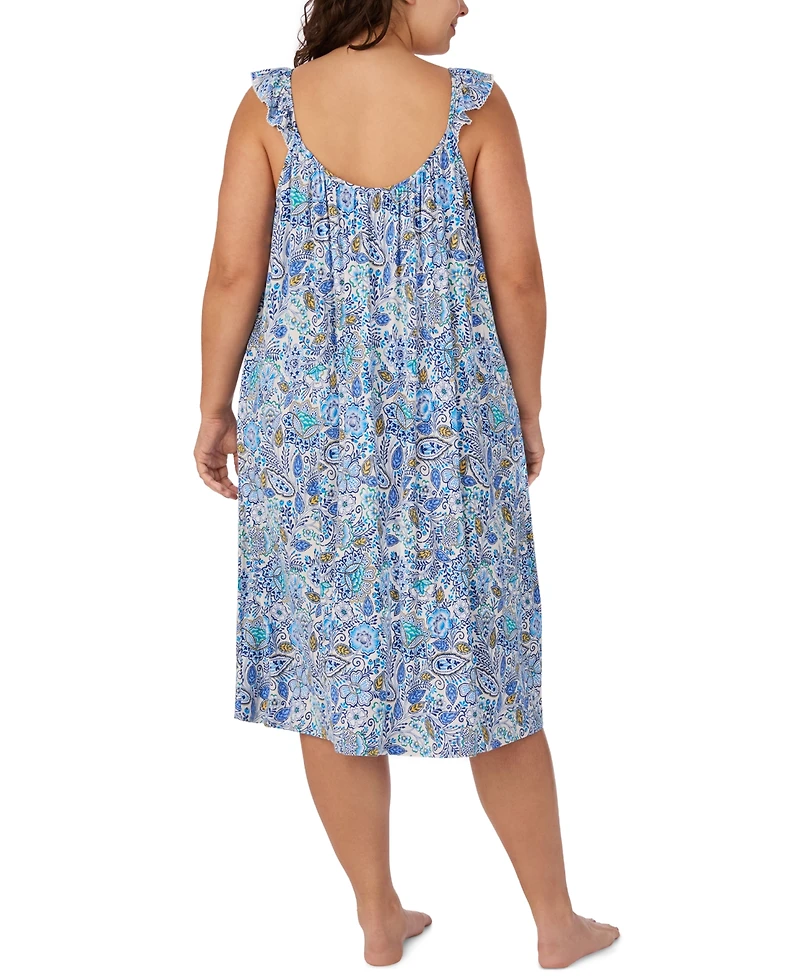 Ellen Tracy Plus Sleeveless Midi Nightgown