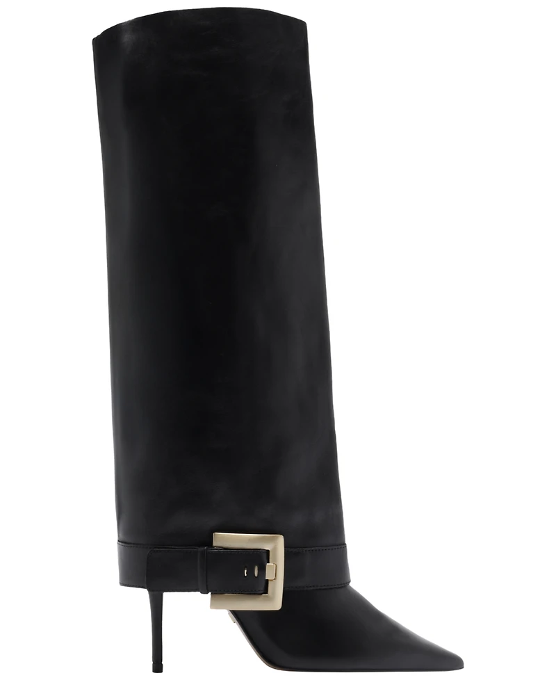 Arezzo Women's Kenny Mid Stiletto Buckle Dress Boots