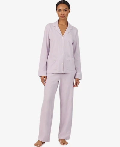 Lauren Ralph Women's Notch Collar and Mid-Rise Pant Set