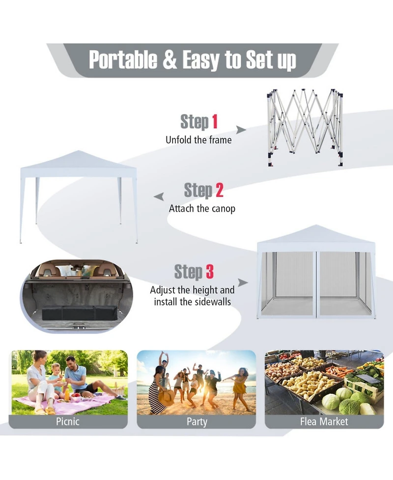 Gouun 10 x 10 Feet Pop Up Canopy Tent with Mesh Netting and Easy Setup