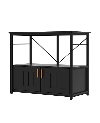 homfan Aquarium Stand for 40-50 Gallon Tanks – Modern Metal and Wood Storage Shelf Double-Tier Organizer Holds 660lbs Adjustable Leveling Feet