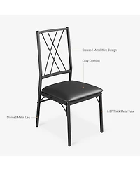 homfan Contemporary 5-Piece Dining Table Set Rectangular Kitchen with 4 Chairs and Bench Space-Saving Metal Wood Dinette Furniture