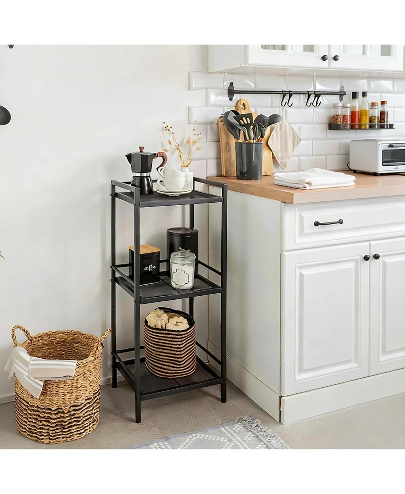 homfan 3-Tier Ladder Shelf Organizer – Multifunctional Freestanding Storage Rack for Kitchen, Living Room, Bedroom, Office