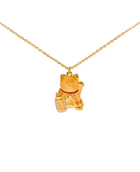 Girls Crew Crystal Lucky Cat Locket Necklace
