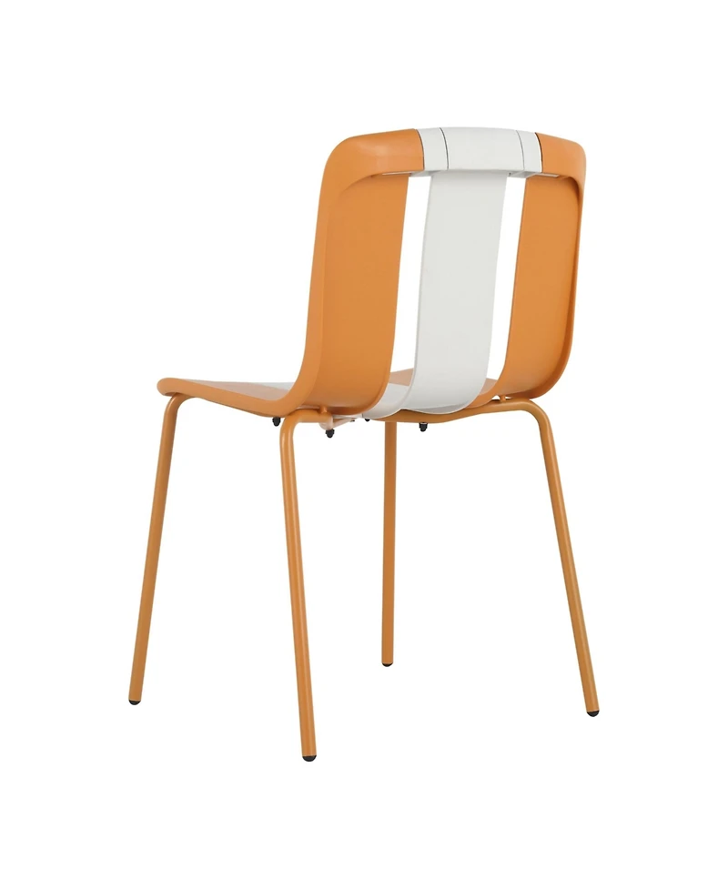 Mondawe 4 Pack Modern Striped Color Block Chairs Pp Plastic Seat and Sturdy Metal Legs