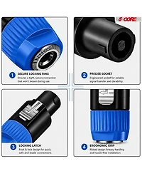 5 Core Speakon to 1/4" Twist-Lock Audio Adapter, for Speakon/1/4" Devices