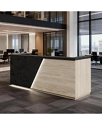 Logicfox Privacy Counter Design Modern Reception Desk with Dual Keyboard Trays and Cable Grommets
