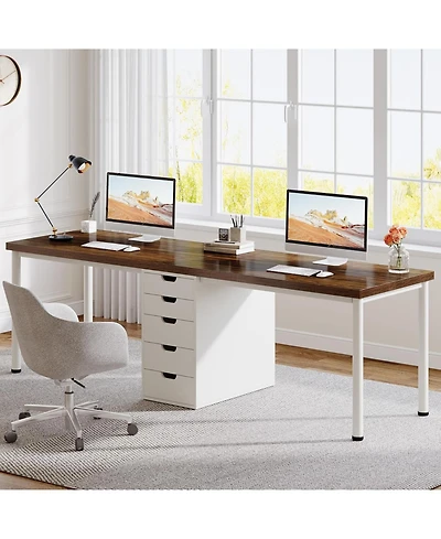 Tribesigns Two Person Computer Desk with 5 Drawers: 78.7" extra long double desk. Modern workstation for home office