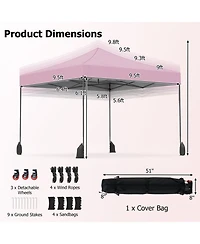 Gouun 9.5 x 9.5 Feet Pop Up Canopy Tent with Adjustable Heights and Wheeled Bag