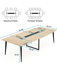 Tribesigns 8FT Conference Table: 94.48"L boat-shaped meeting table with cable grommets. Modern conference table for office. Light Wood Grain