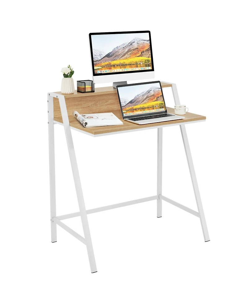 Gouun 2 Tier Computer Desk Pc Laptop Table Study Writing Home Office Workstation New
