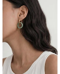 Amelie skinny — Green jade stone hoop earrings