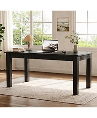 Tribesigns Computer Desk, Solid Wood Home Office Desk with Sturdy Wooden Legs, Rustic Large Table for Writing, Reading, Study