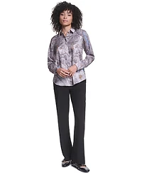 Karl Lagerfeld Paris Women's Long-Sleeve Button-Front Blouse