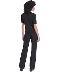 Karl Lagerfeld Paris Women's Short-Sleeve Collared Keyhole Sweater