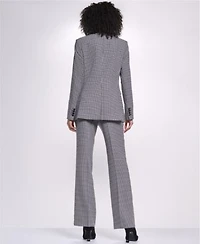 Karl Lagerfeld Paris Womens Three Button Blazer Mock Neck Keyhole Blouse Mid Rise Flare Pants