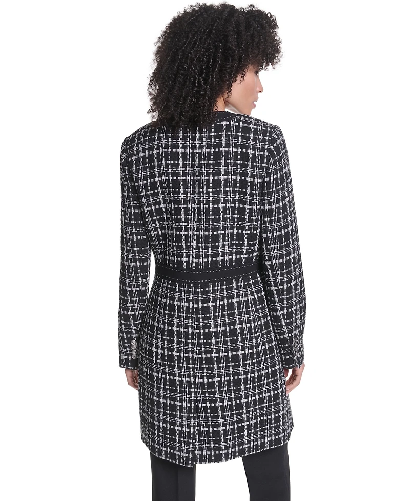 Karl Lagerfeld Paris Women's Round Neck Seven-Button Jacket