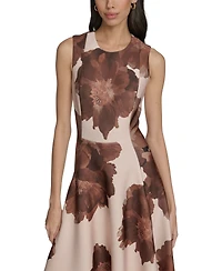 Calvin Klein Women's Printed Scuba Fit & Flare Dress