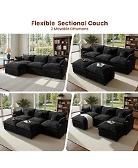 Xizzi 108" U-Shaped Modular Sectional Sofa with 2 Ottoman, Comfy Chenille Cloud Couch Deep Seat Bed 5 Pillows for Living Room, 5-Seater