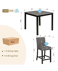 Casainc 5 Piece Counter Height Table Set with 4 Chairs for Kitchen or Dining Room