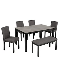 Casainc 6 Piece Dining Table Set with Rectangular Table, Chairs and Bench for Dining Room