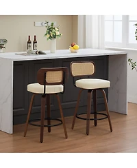 sumyeg Set of Mid-Century Modern Swivel Bar Stool with Cane Back