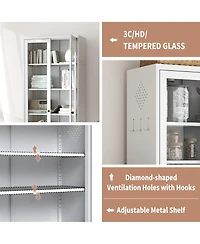 sumyeg 72" Tall Kitchen Pantry Cabinet with 5 Adjustable Shelves, Freestanding Metal Storage Cabinet